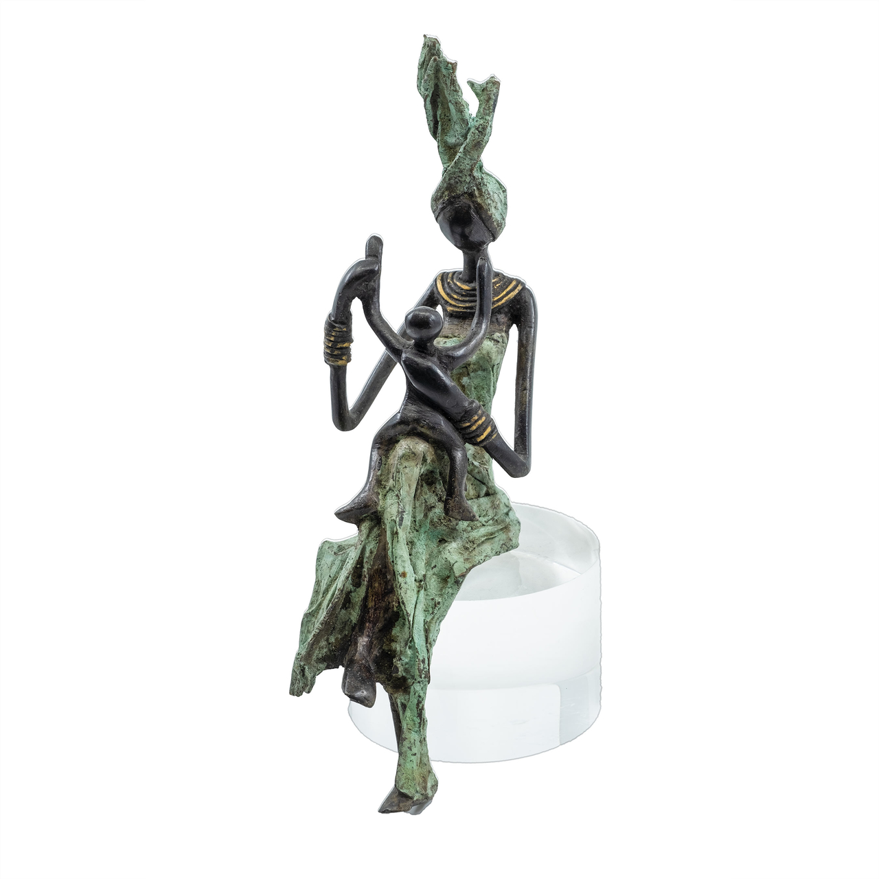 salaris schakelaar Tegenslag Bronzen beeld moeder met kind | 21 cm hoog | groen - De Blaker exclusief